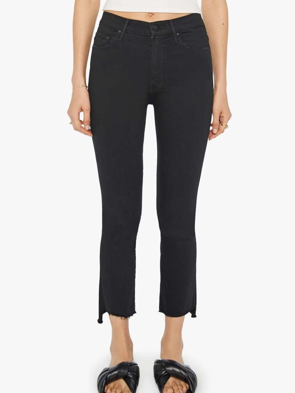 Mother Women's Black High-Rise Slim Crop Jeans